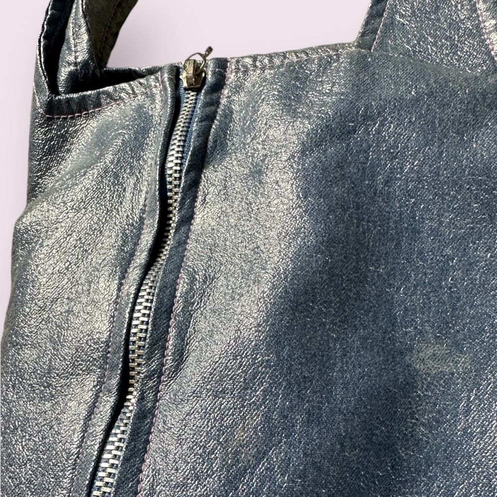 Vintage Toddler Girl Sparkle Brand Half Zip Faux Leather Metallic Tank Size 4 - Picture 11 of 13